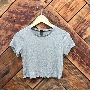 Wild Fable Gray Ruffle Edge Top